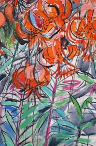 Картина абстрактні квіти TIGER LILIES купити живопис Украіна