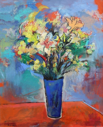 Абстрактна картина квіти BOUQUET OF FLOWERS купити картину для сучасного інтер'єру
