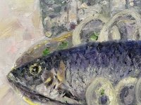 Картина олією натюрморт «Натюрморт з оселедцем під водочку» купити живопис Україна