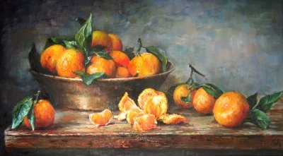 Картина натюрморт «Мандарини» купити живопис для сучасних інтер'єрів Київ