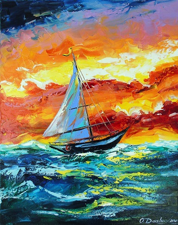 Картина морський пейзаж «Шторм у морі» купити живопис для сучасних інтер'єрів Україна