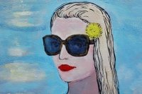 Абстрактна картина GIRL IN SUNGLASSES купити картину для сучасного інтер'єру