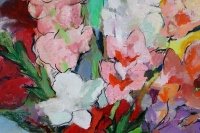 Абстрактна картина з квітами GLADIOLUSES купити картину для сучасного інтер'єру