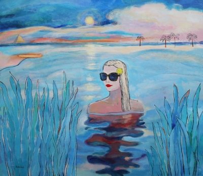 Абстрактна картина GIRL IN SUNGLASSES купити картину для сучасного інтер'єру