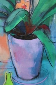 Картина натюрморт ORCHIDS & GREEN BANANA купити живопис для сучасних інтер'єрів